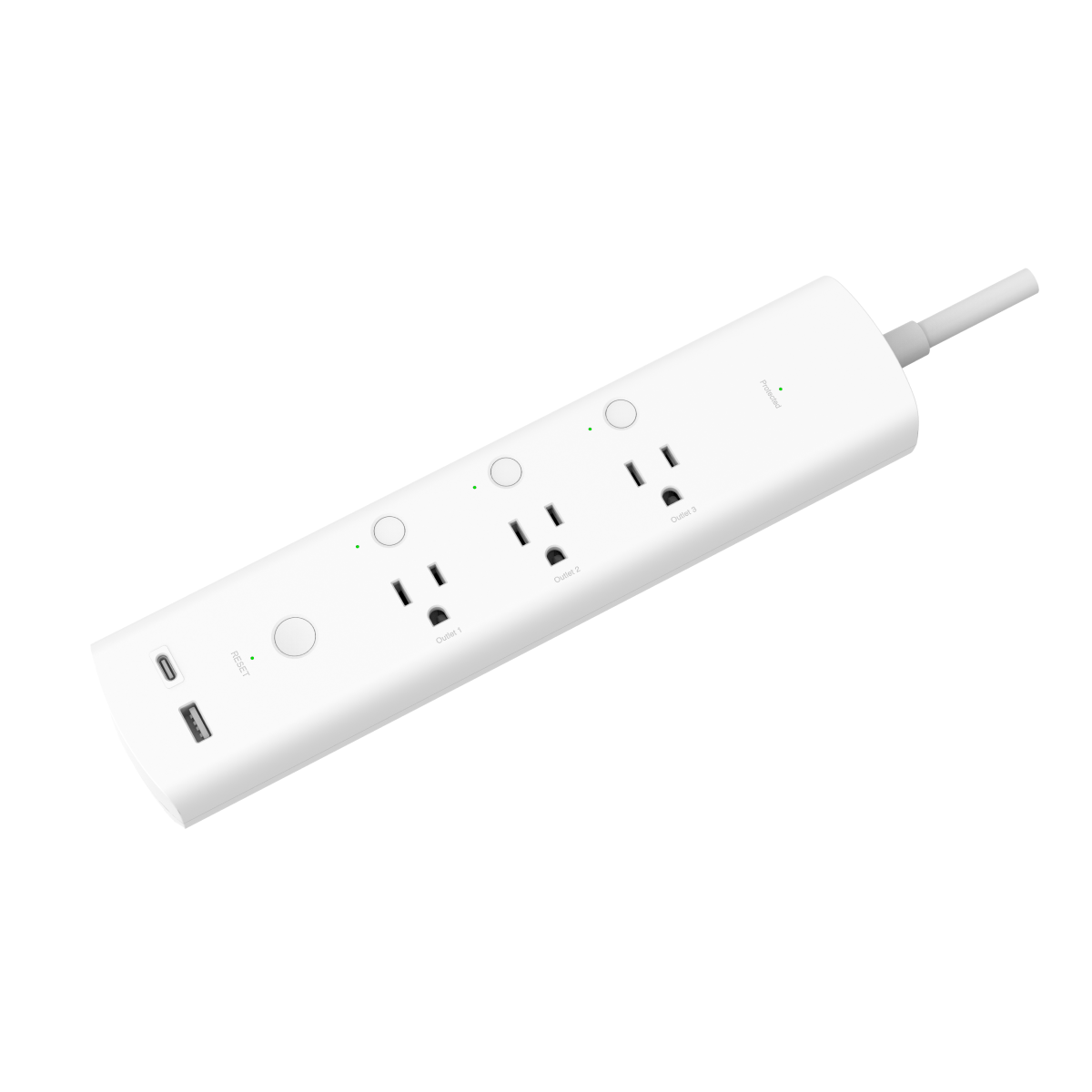 Smart Plug Power Strip with 3 Individually Controlled Outlets and 2 USB Ports (1 USB-A and 1 USB-C), Works with Alexa & Google Home